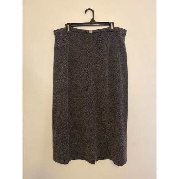 Jaclyn Smith Classic Women's Gray Herringbone Midi Skirt Size 1X - Picture 1 of 5